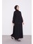 Siyah Kapüşonlu İp Detay Ferace 2