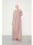 K.Pudra Yanları Pileli Düğme Detaylı Ferace 2