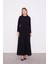 Siyah Abaya Üstü Garnili Asimetrik Etek Ucu Ferace 3