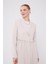 Bej Beli Büzgülü Şifon Ceket Takım 4