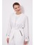 Ekru İşlemeli Melanj Kimono Üçlü Takım 3