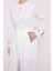 Ekru İşlemeli Melanj Kimono Üçlü Takım 5