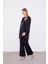 Siyah Omuz İşlemeli Saten İkili Takım 2