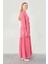 Fuşya Belden Kusaklı Uzun Elbise 3