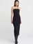 90911 Straplez Yaka Midi Elbise-Siyah 1