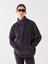 Vision Dik Yaka Düz Uzun Kollu Oversize Kadın Pelüş Sweatshirt 1