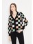 Kare Desenli Oversize Triko Hırka 1905 2
