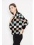Kare Desenli Oversize Triko Hırka 1905 3