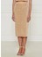 Yüksek Bel Bej Kadın Uzun Etek 8G0413 2