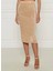 Yüksek Bel Bej Kadın Uzun Etek 8G0413 3