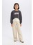 Kız Çocuk 2'li Takım Crop Bisiklet Yaka Baskılı Sweatshirt Atlet D8820A825SP 2