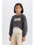 Kız Çocuk 2'li Takım Crop Bisiklet Yaka Baskılı Sweatshirt Atlet D8820A825SP 4