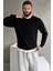 Erkek Siyah Reglan Kol 3 Iplik Sweatshirt 1