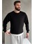 Erkek Siyah Reglan Kol 3 Iplik Sweatshirt 2