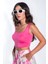 Kadın Önü Oval Kesim Çima Detay Sandy Kumaş Kalın Askılı Kadın Pembe Crop Bluz 4