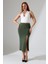 Kadın Önden Yırtmaçlı Etek Likralı Midi Boy / Women's Midi Length Skırt Wıth Front Slıt Lycra 2