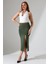 Kadın Önden Yırtmaçlı Etek Likralı Midi Boy / Women's Midi Length Skırt Wıth Front Slıt Lycra 3