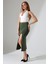 Kadın Önden Yırtmaçlı Etek Likralı Midi Boy / Women's Midi Length Skırt Wıth Front Slıt Lycra 4