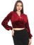 Broş Detaylı Kadife Crop 6007-BORDO 3