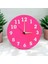 Camsız Ahşap Mini Fosforlu Magenta Pembe Duvar Saati Çap 22 cm 4