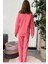 %100 Pamuk Cepli Düz Renk Fitilli Kız Çocuk Pijama Takımı - Somon 3