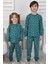 🎄 Yılbaşı Şeker Desenli %100 Pamuk Unisex Çocuk Pijama Takımı 🎄 Yeşil 1