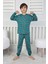 🎄 Yılbaşı Şeker Desenli %100 Pamuk Unisex Çocuk Pijama Takımı 🎄 Yeşil 5