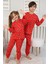 🎄 Yılbaşı Şeker Desenli %100 Pamuk Unisex Çocuk Pijama Takımı 🎄 Kırmızı 1