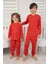 🎄 Yılbaşı Şeker Desenli %100 Pamuk Unisex Çocuk Pijama Takımı 🎄 Kırmızı 5