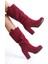 ARTI-ARTI006-0136 Kadın Platform Topuklu Bordo Süet Çizme 2