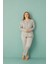 Kadın 50801-116 Büyük Beden Önü Düğmeli Pijama Takımı Gri 1
