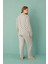 Kadın 50801-116 Büyük Beden Önü Düğmeli Pijama Takımı Gri 3