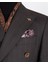 Italyan Stil Slim Fit Çizgili Kruvaze Ceket Pantolon Takım Elbise Kahverengi T13194 3