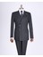 Italyan Stil Slim Fit Çizgili Kruvaze Ceket Pantolon Takım Elbise Siyah T13491 1