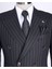 Italyan Stil Slim Fit Çizgili Kruvaze Ceket Pantolon Takım Elbise Siyah T13491 2