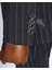 Italyan Stil Slim Fit Çizgili Kruvaze Ceket Pantolon Takım Elbise Siyah T13491 3