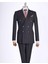 Italyan Stil Slim Fit Kruvaze Ceket Pantolon Takım Elbise Siyah T13524 3