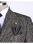 Italyan Stil Slim Fit Balıksırtı Desen Kruvaze Erkek Tek Ceket Siyah T13429 4