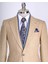 Italyan Stil Slim Fit Balıksırtı Desen Erkek Ceket Bej T13434 2