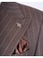 Italyan Stil Slim Fit Çizgili Kruvaze Ceket Pantolon Takım Elbise Kahverengi T13493 3