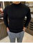 Italyan Stil Slim Fit Balıkçı Yaka Triko Erkek Kazak Siyah T13226 2
