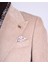 Italyan Stil Slim Fit Kadife Kruvaze Tek Ceket Bej T13453 4