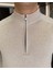 Italyan Stil Slim Fit Erkek Yarım Boğazlı Fermuarlı Triko Kazak Bej T13107 2
