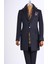 Italyan Stil Slim Fit Sivri Yaka Yün Karışımlı Kaşe Erkek Kaban Antrasit T13444 4