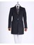 Italyan Stil Slim Fit Sivri Yaka Yün Karışımlı Kaşe Erkek Kaban Siyah T13363 3