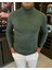 Italyan Stil Slim Fit Balıkçı Yaka Triko Erkek Kazak Haki T13223 1