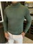 Italyan Stil Slim Fit Balıkçı Yaka Triko Erkek Kazak Haki T13223 2
