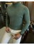 Italyan Stil Slim Fit Balıkçı Yaka Triko Erkek Kazak Haki T13223 3