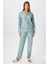 Kadın Nora Premium Mint Penguen Süet Doku Düğmeli Yılbaşı Pijama Takımı 1
