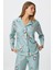 Kadın Nora Premium Mint Penguen Süet Doku Düğmeli Yılbaşı Pijama Takımı 2